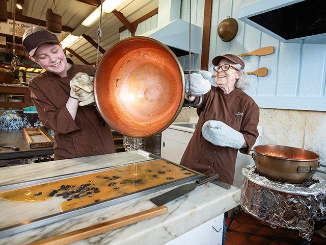 Fudge being made at Swiss Maid Fudge in Wisconsin Dells