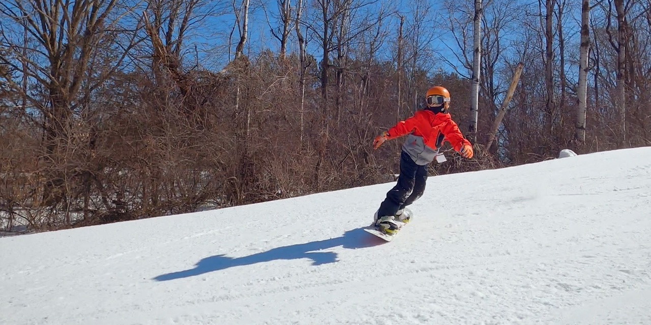 A snowboarder at Cascade Mountain