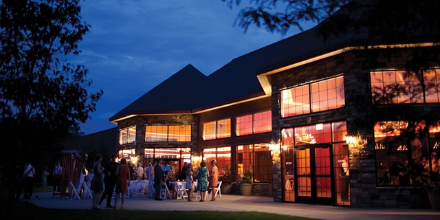 Outside event setting in the evening.