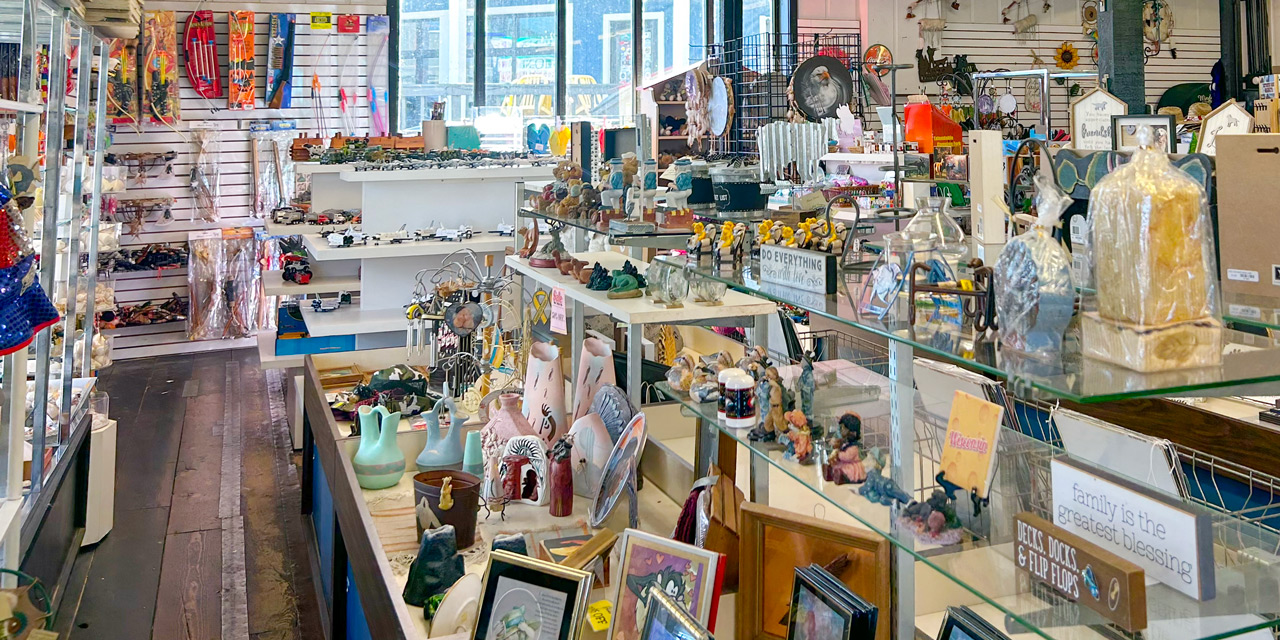 Shop interior full of souveniers.