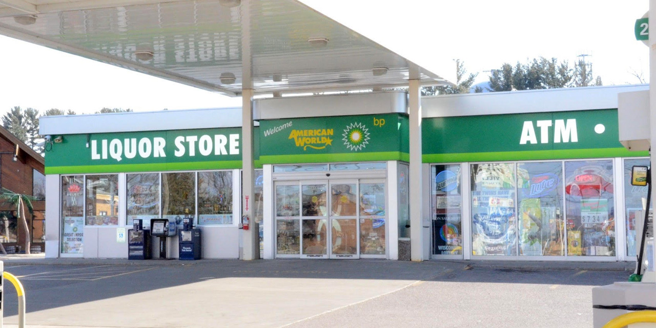 Gas station exterior.